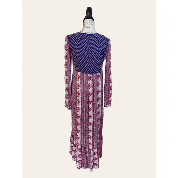 Altar'd State High Low Long Sleeve Bohemian V-Neck Tassel Maxi Dress Size S - Picture 3 of 8